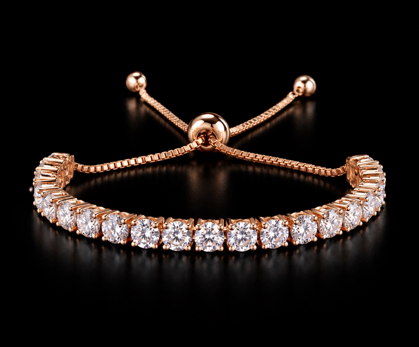 Rose Gold Tennis Bolo Bracelet