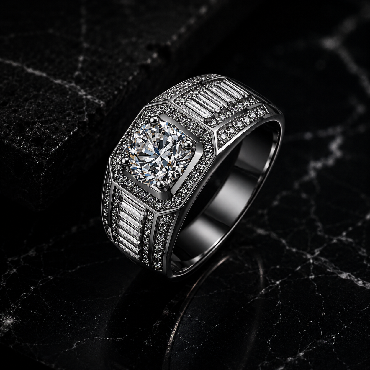 Cushion Halo Gent Ring